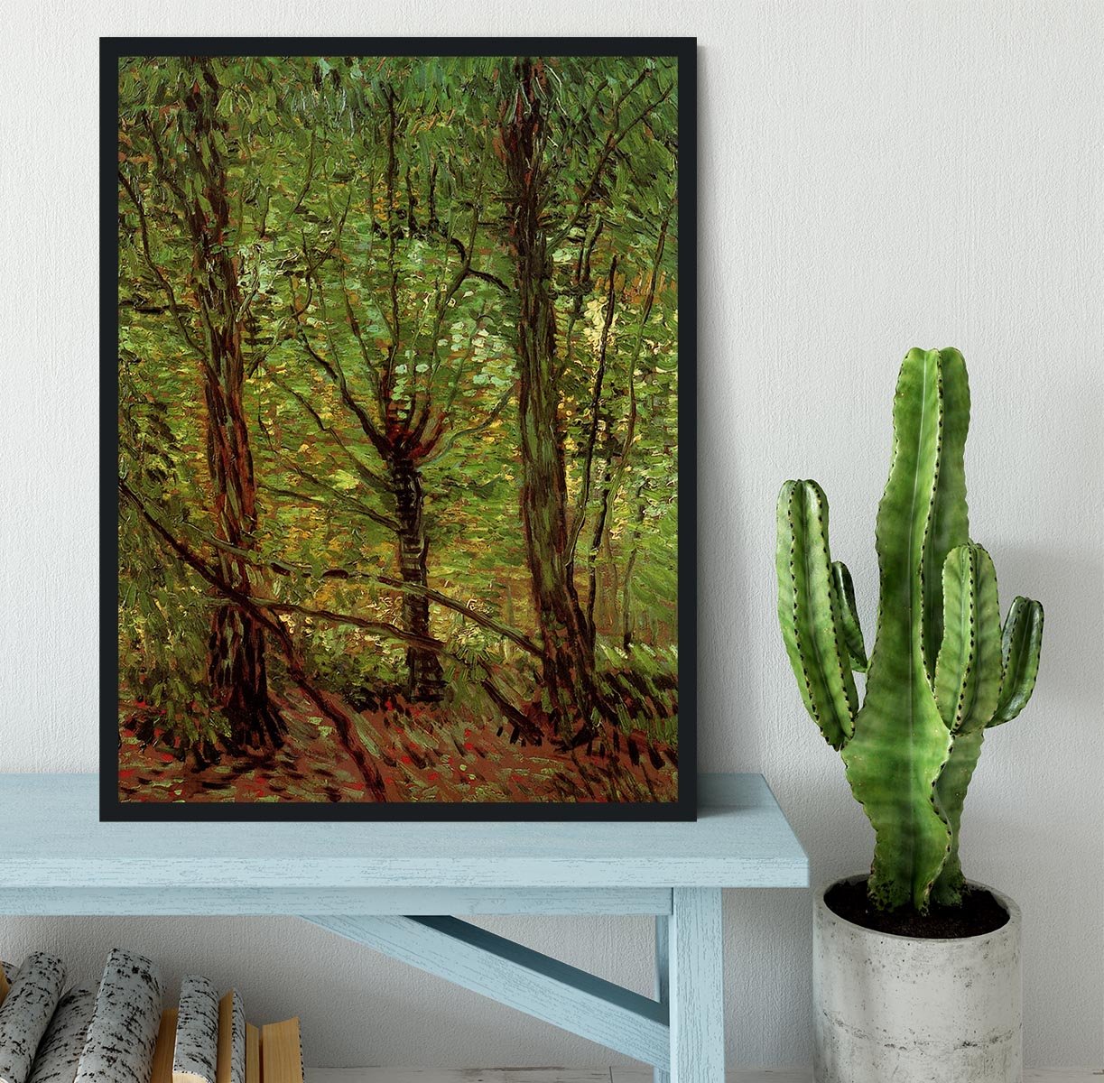 Trees and Undergrowth by Van Gogh Framed Print - Canvas Art Rocks - 2