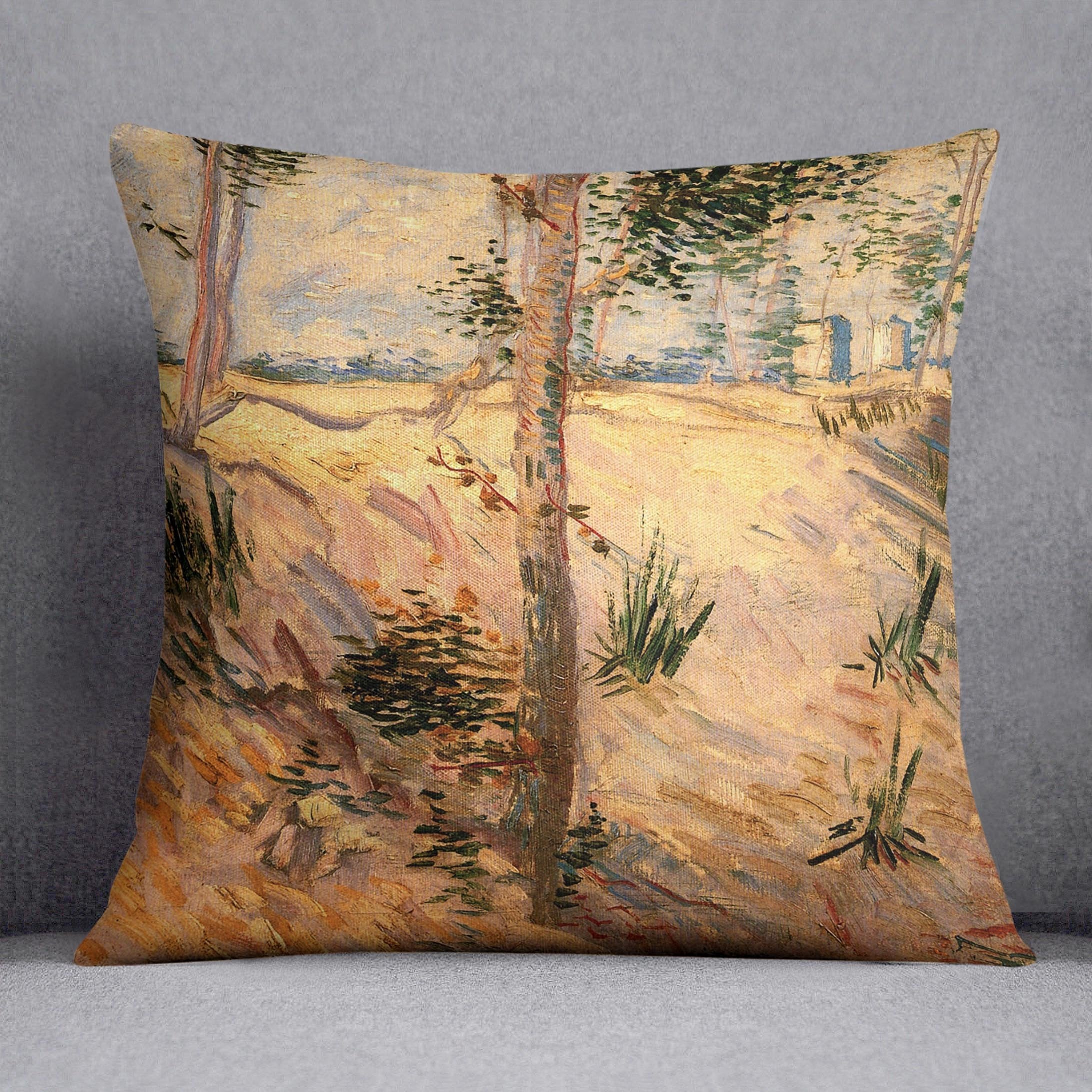 Trees in a Field on a Sunny Day by Van Gogh Throw Pillow