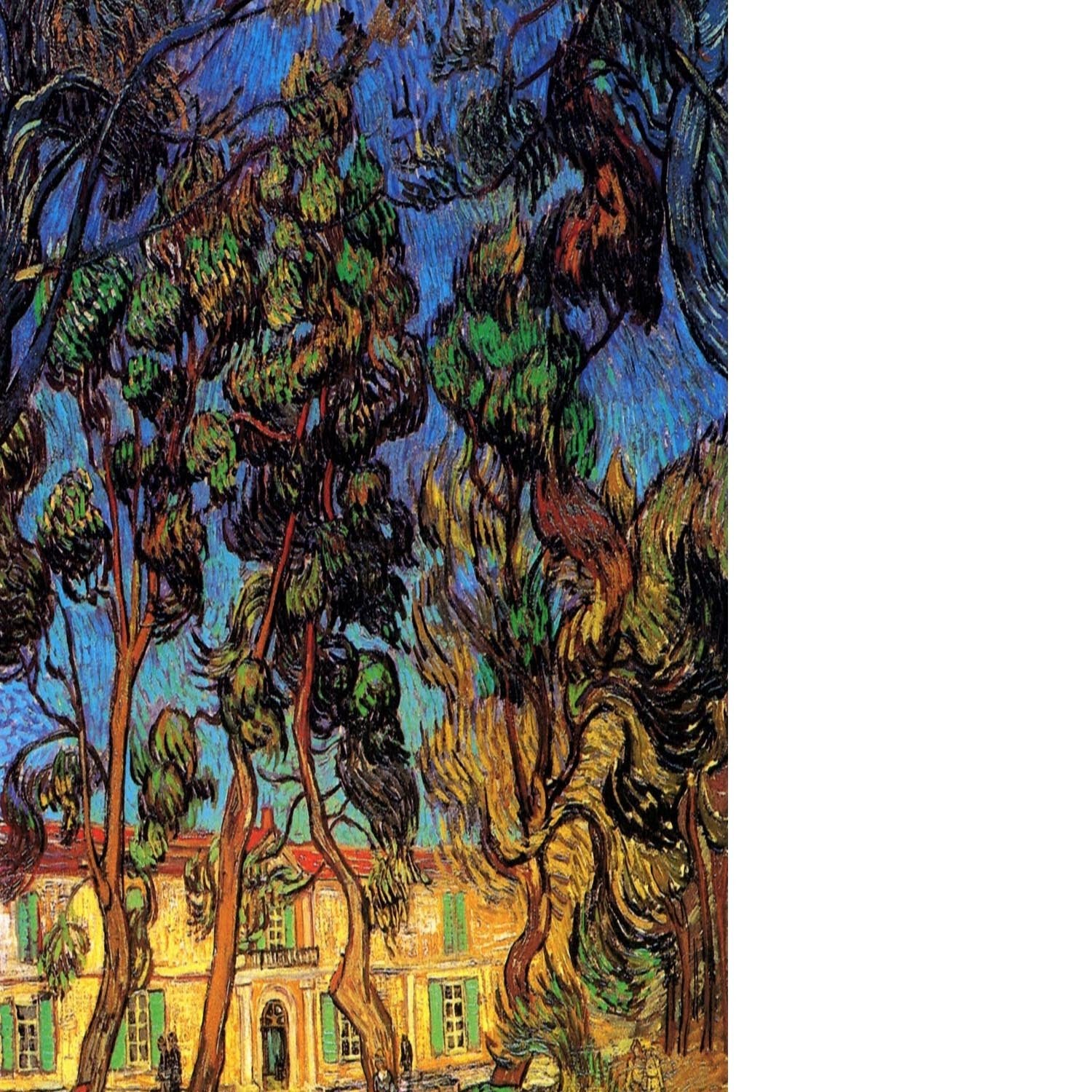 Trees in the Garden of Saint-Paul Hospital by Van Gogh Floating Framed Canvas