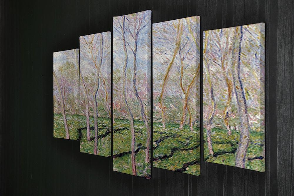 Trees in winter look at Bennecourt by Monet 5 Split Panel Canvas - Canvas Art Rocks - 2