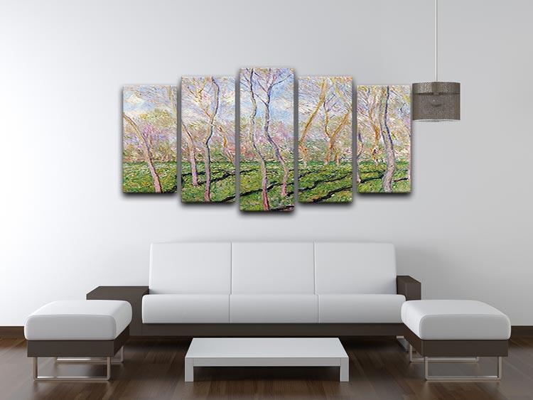 Trees in winter look at Bennecourt by Monet 5 Split Panel Canvas - Canvas Art Rocks - 3