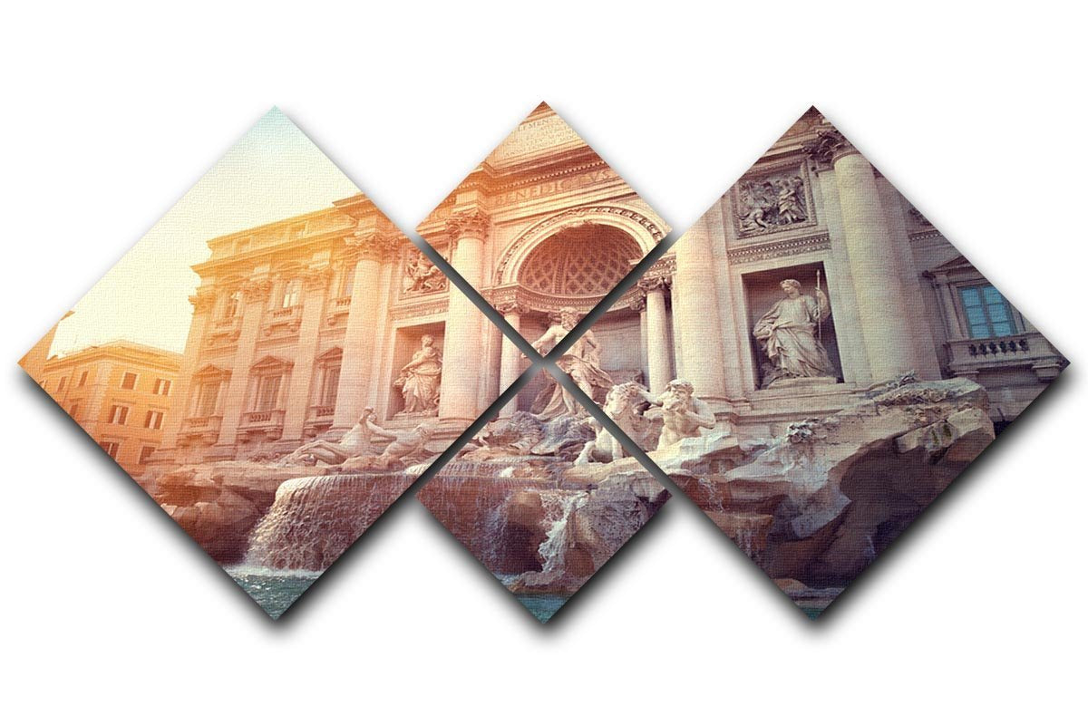 Trevi Fountain in Rome Italy 4 Square Multi Panel Canvas  - Canvas Art Rocks - 1