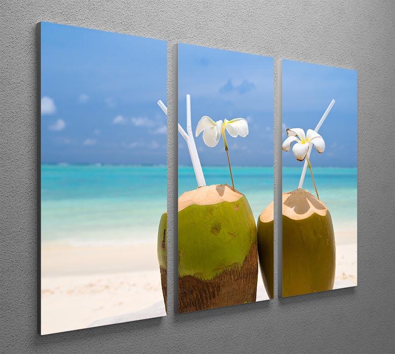 Tropical Coconut Cocktail 3 Split Panel Canvas Print - Canvas Art Rocks - 2