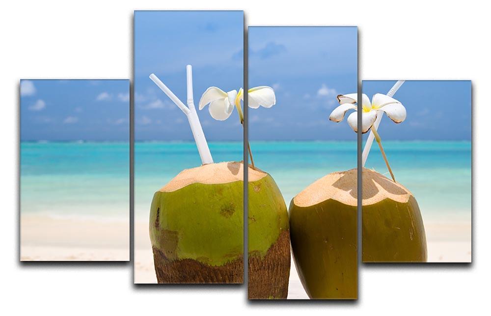 Tropical Coconut Cocktail 4 Split Panel Canvas - Canvas Art Rocks - 1