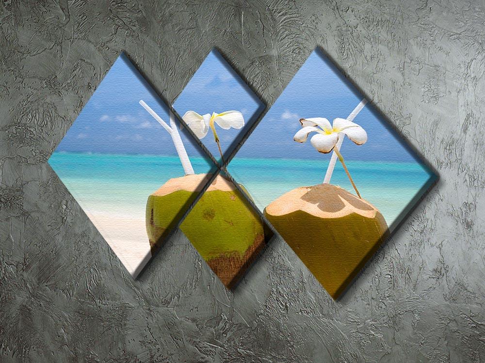 Tropical Coconut Cocktail 4 Square Multi Panel Canvas - Canvas Art Rocks - 2