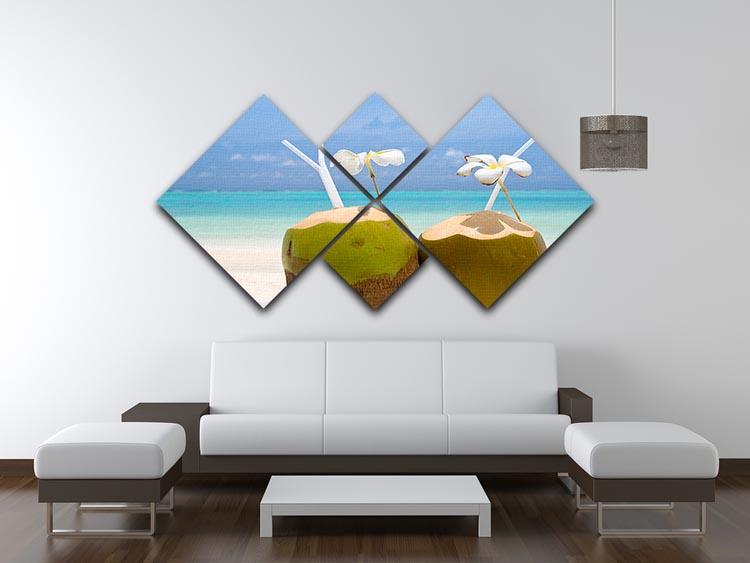 Tropical Coconut Cocktail 4 Square Multi Panel Canvas - Canvas Art Rocks - 3