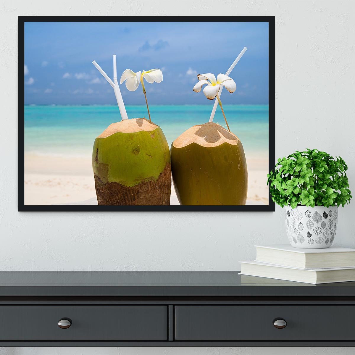 Tropical Coconut Cocktail Framed Print - Canvas Art Rocks - 2