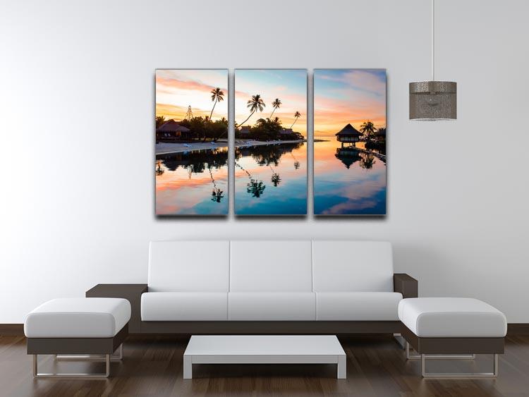 Tropical Sunset at Moorea 3 Split Panel Canvas Print - Canvas Art Rocks - 3