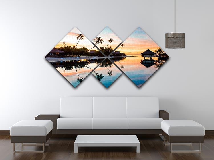 Tropical Sunset at Moorea 4 Square Multi Panel Canvas - Canvas Art Rocks - 3