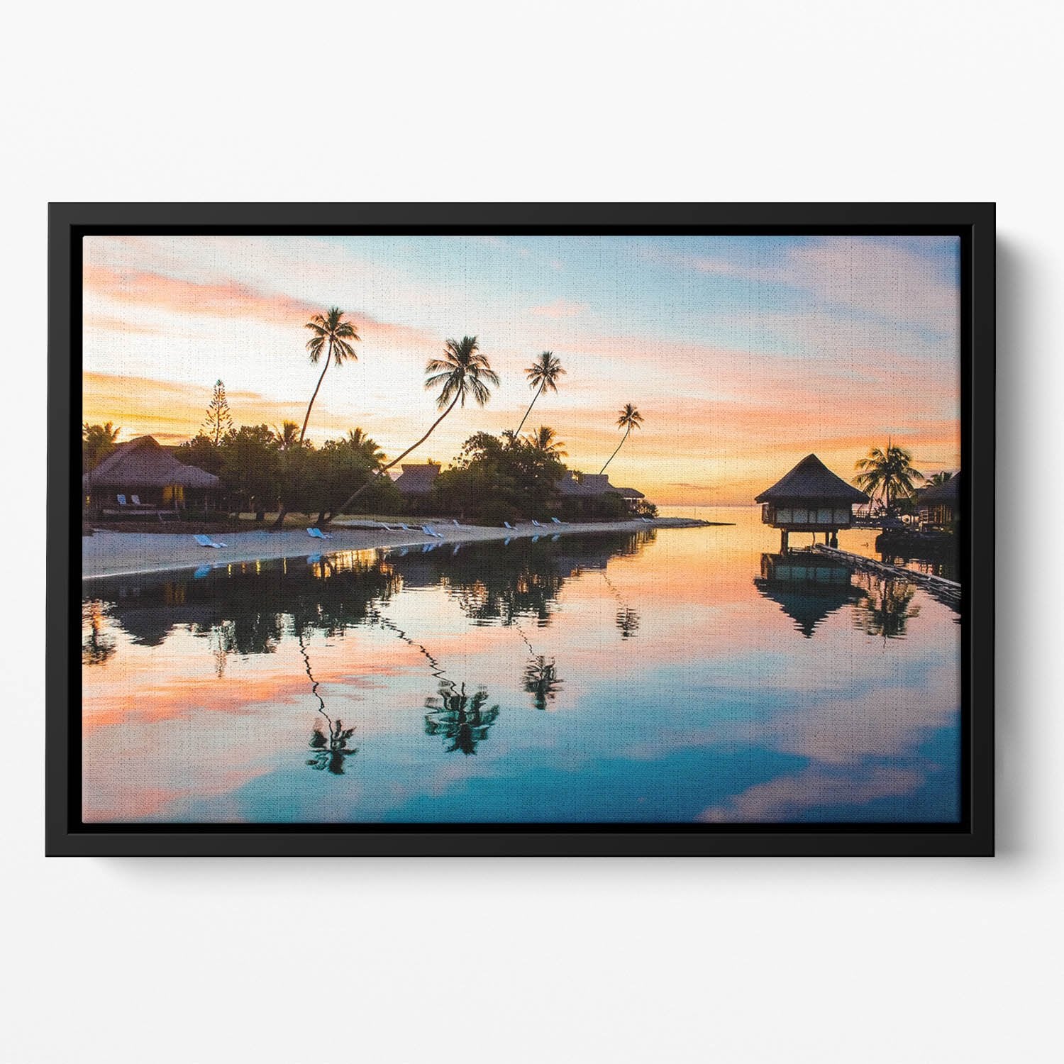 Tropical Sunset at Moorea Floating Framed Canvas
