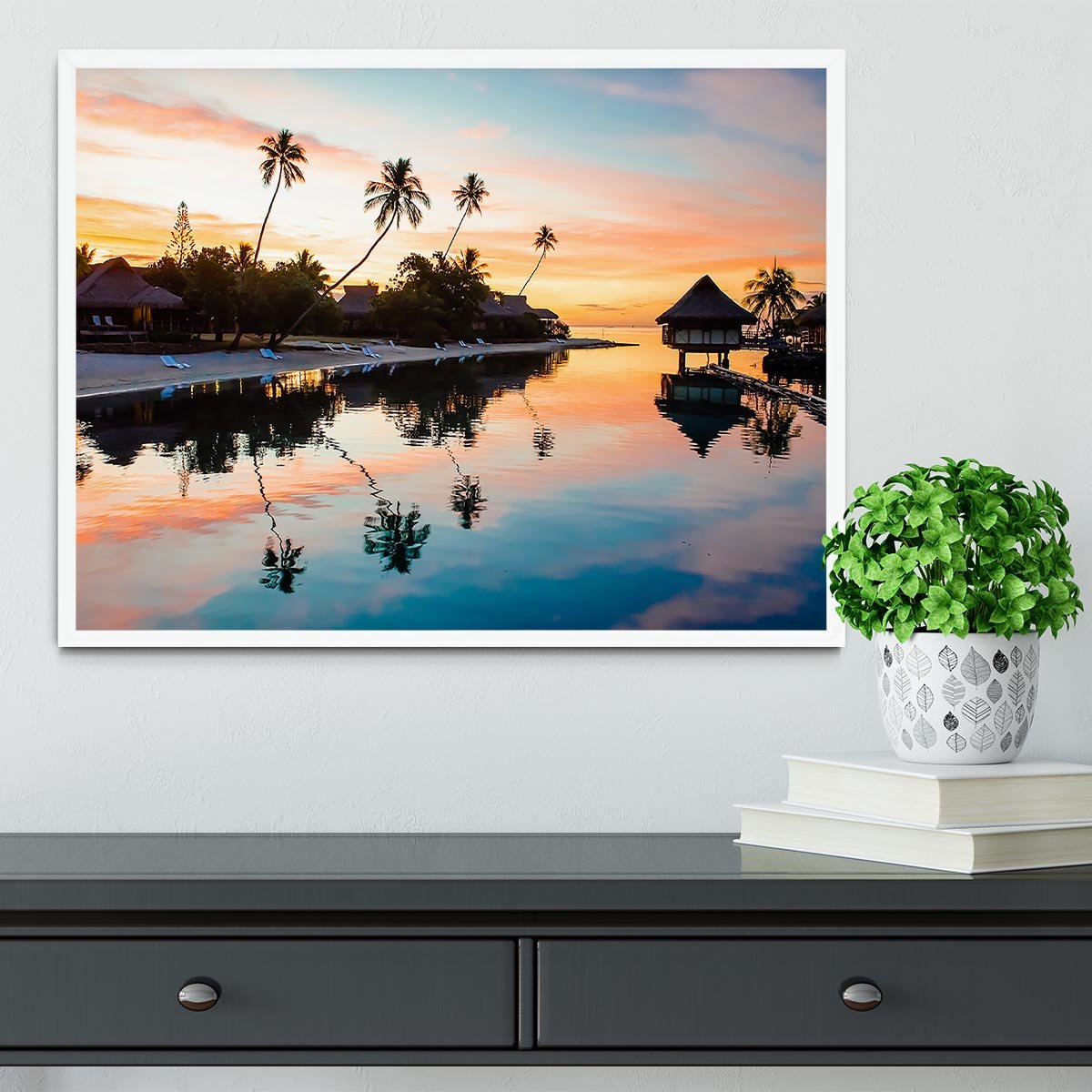 Tropical Sunset at Moorea Framed Print - Canvas Art Rocks -6