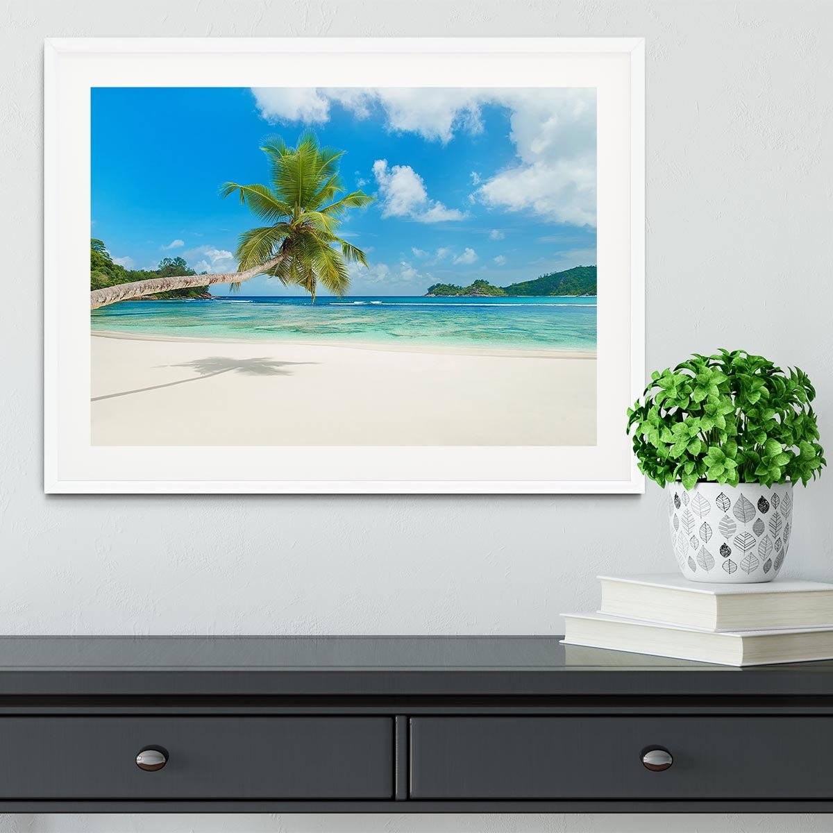 Tropical beach Baie Lazare Framed Print - Canvas Art Rocks - 5