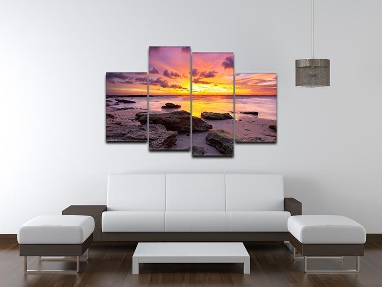 Tropical beach at beautiful sunset 4 Split Panel Canvas  - Canvas Art Rocks - 3