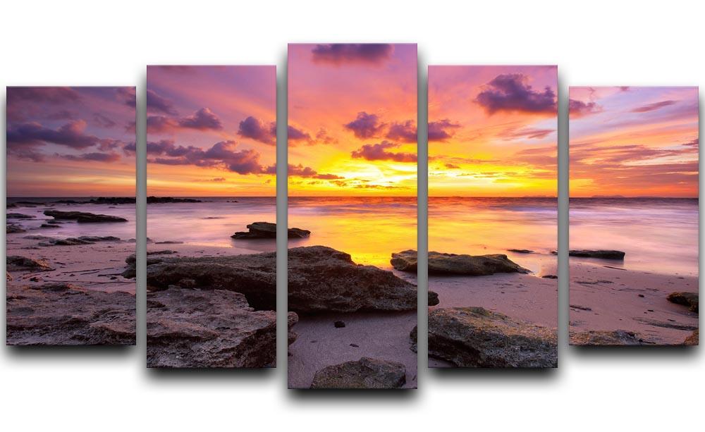 Tropical beach at beautiful sunset 5 Split Panel Canvas  - Canvas Art Rocks - 1