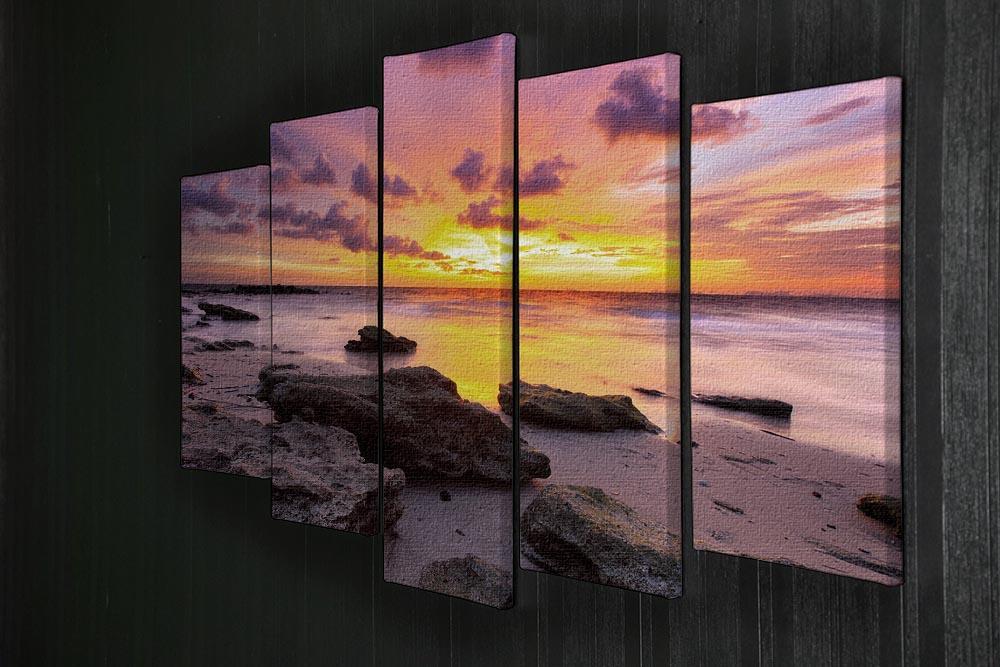 Tropical beach at beautiful sunset 5 Split Panel Canvas  - Canvas Art Rocks - 2