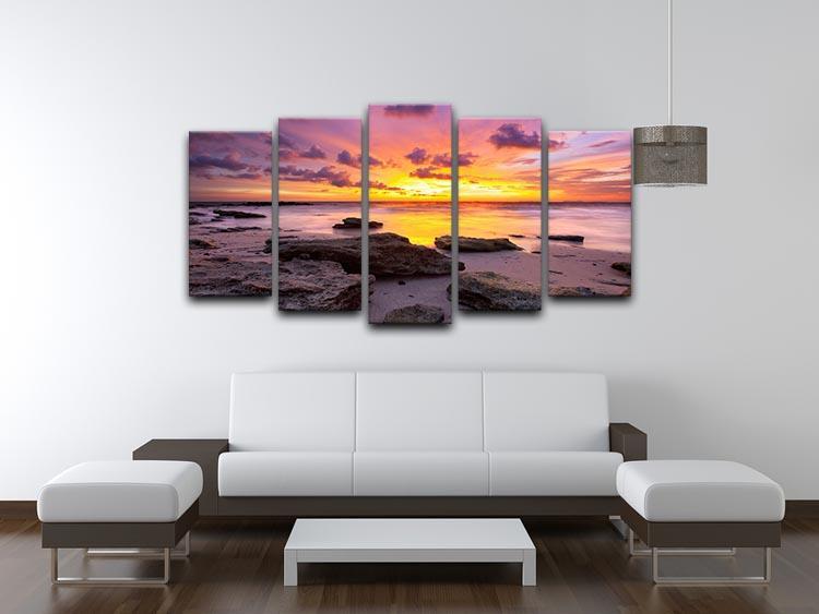 Tropical beach at beautiful sunset 5 Split Panel Canvas  - Canvas Art Rocks - 3