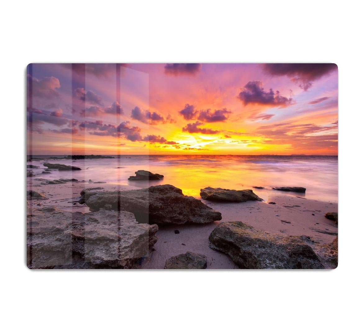Tropical beach at beautiful sunset HD Metal Print