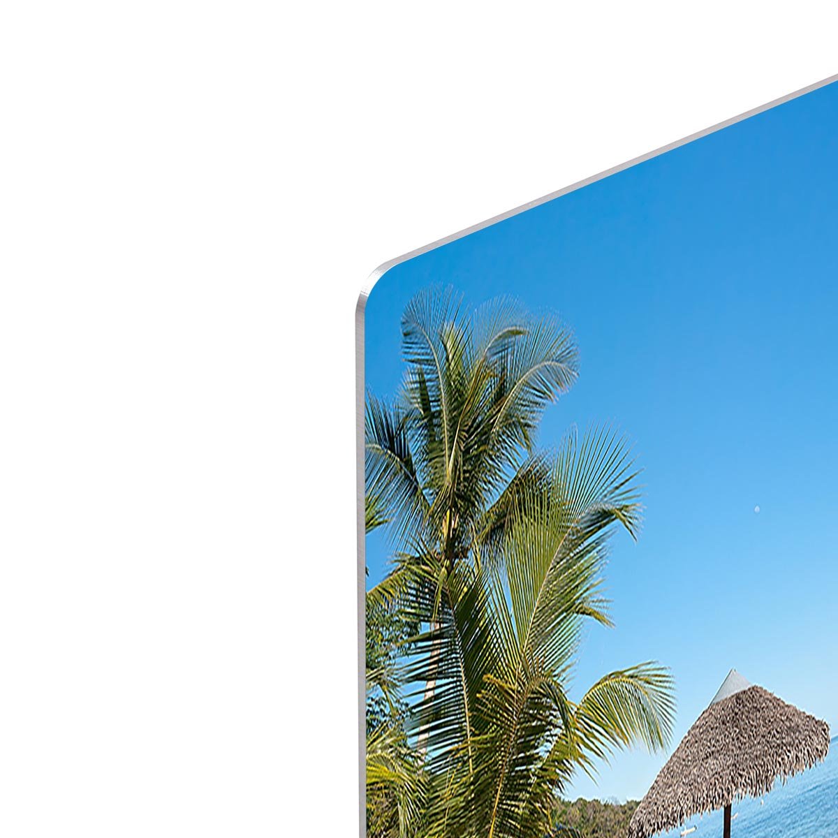 Tropical beach panorama with deckchairs HD Metal Print - Canvas Art Rocks - 4