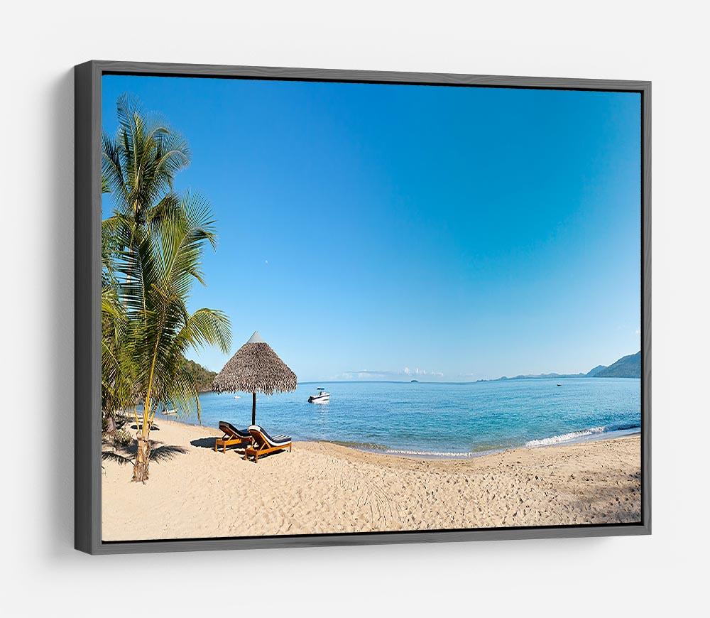 Tropical beach panorama with deckchairs HD Metal Print - Canvas Art Rocks - 9