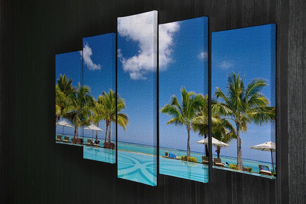 Tropical beach resort with lounge chairs 5 Split Panel Canvas - Canvas Art Rocks - 2