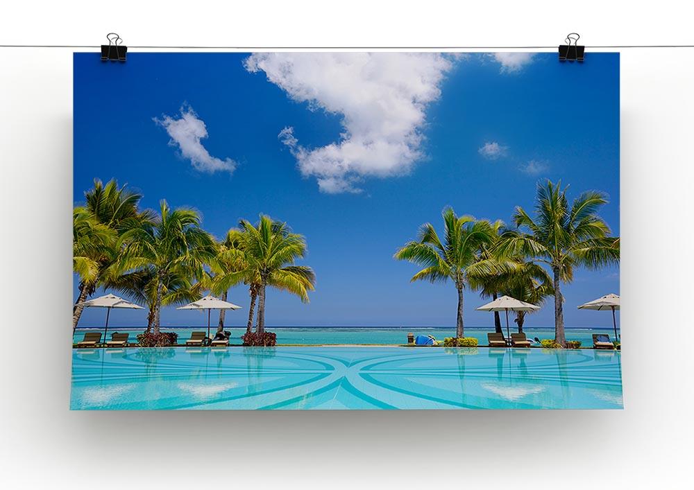 Tropical beach resort with lounge chairs Canvas Print or Poster - Canvas Art Rocks - 2