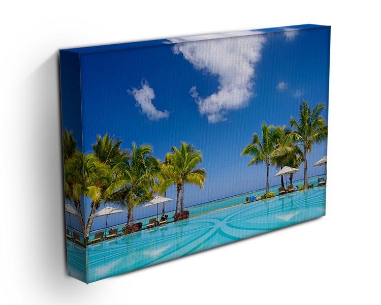 Tropical beach resort with lounge chairs Canvas Print or Poster - Canvas Art Rocks - 3
