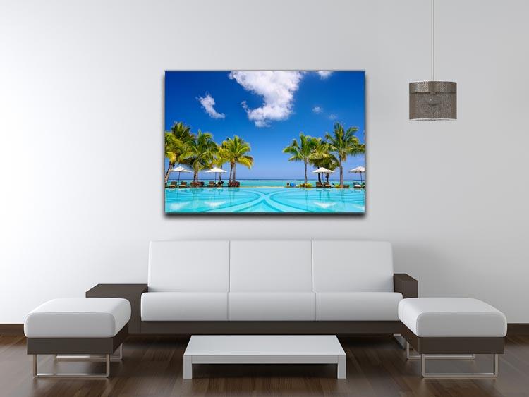 Tropical beach resort with lounge chairs Canvas Print or Poster - Canvas Art Rocks - 4