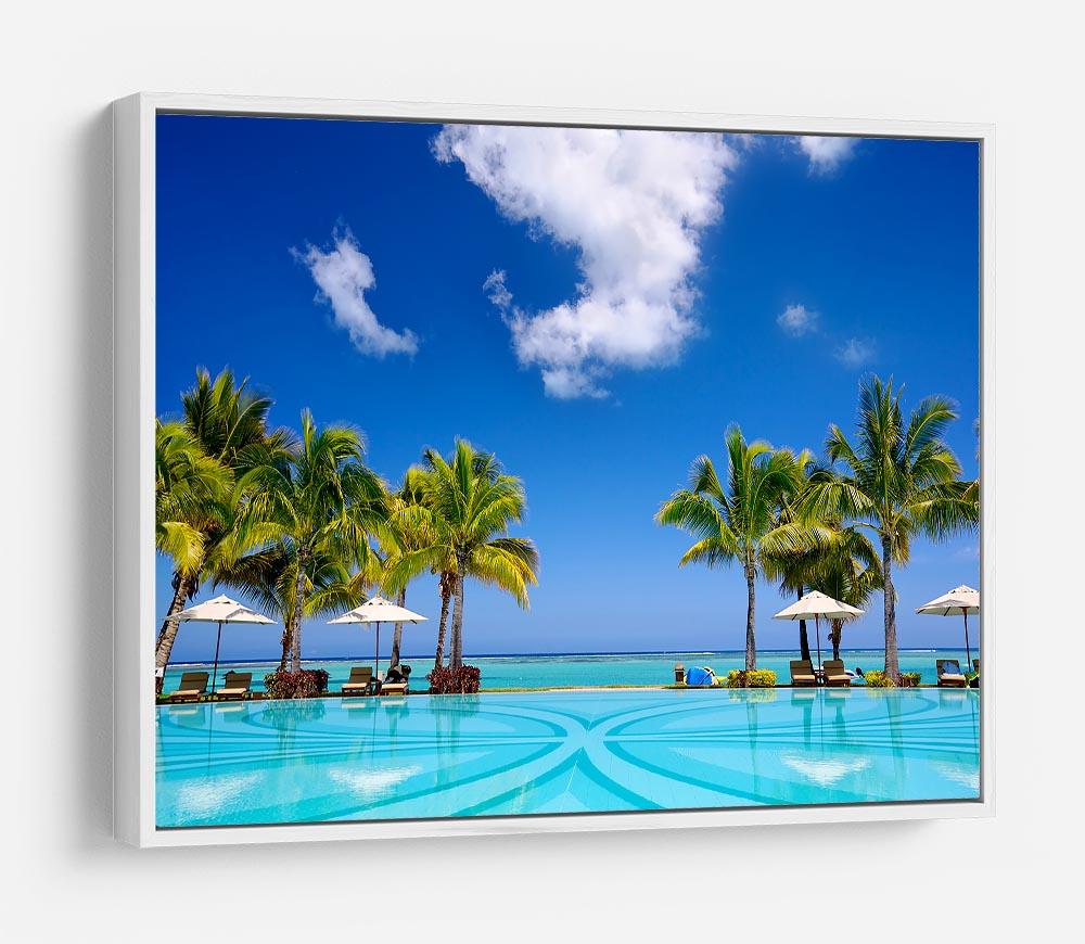 Tropical beach resort with lounge chairs HD Metal Print - Canvas Art Rocks - 7