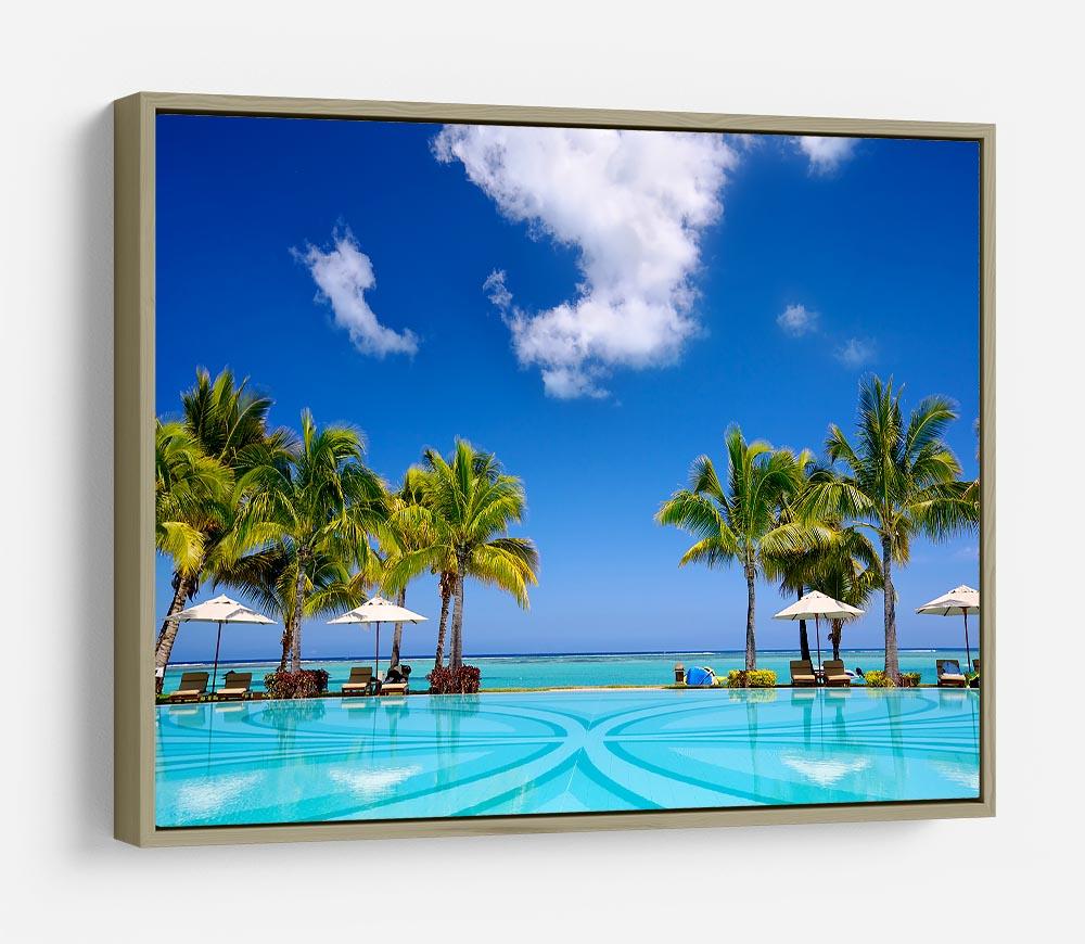 Tropical beach resort with lounge chairs HD Metal Print - Canvas Art Rocks - 8