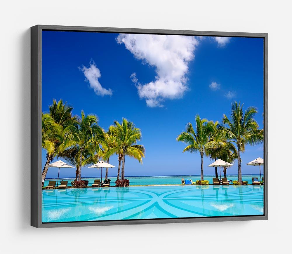 Tropical beach resort with lounge chairs HD Metal Print - Canvas Art Rocks - 9