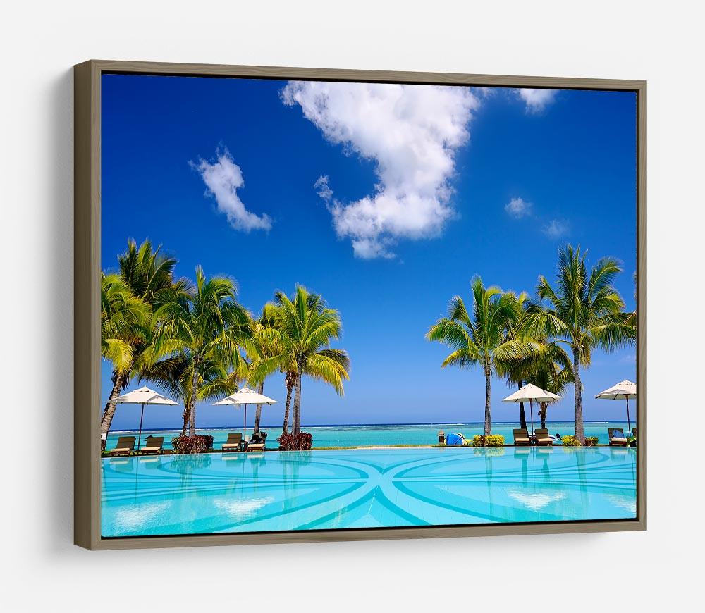 Tropical beach resort with lounge chairs HD Metal Print - Canvas Art Rocks - 10