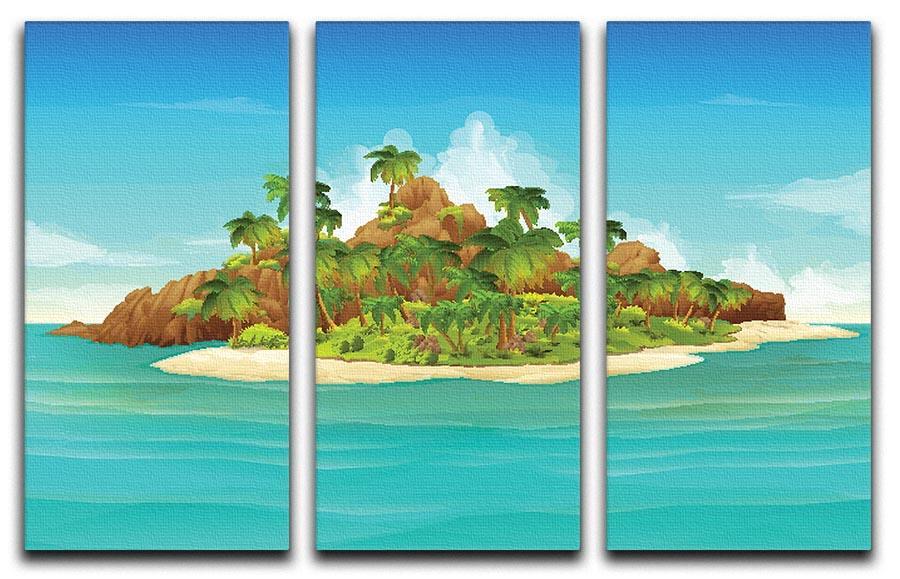 Tropical island vector 3 Split Panel Canvas Print - Canvas Art Rocks - 1