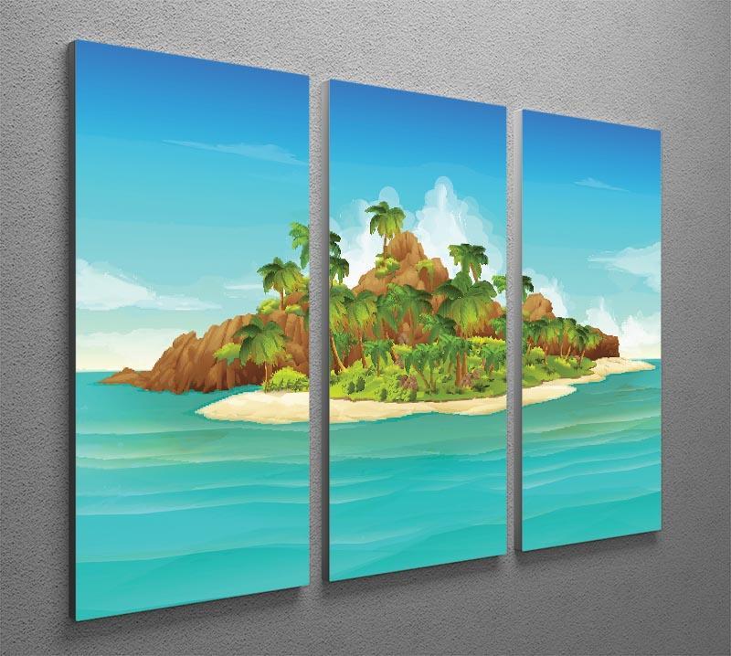 Tropical island vector 3 Split Panel Canvas Print - Canvas Art Rocks - 2