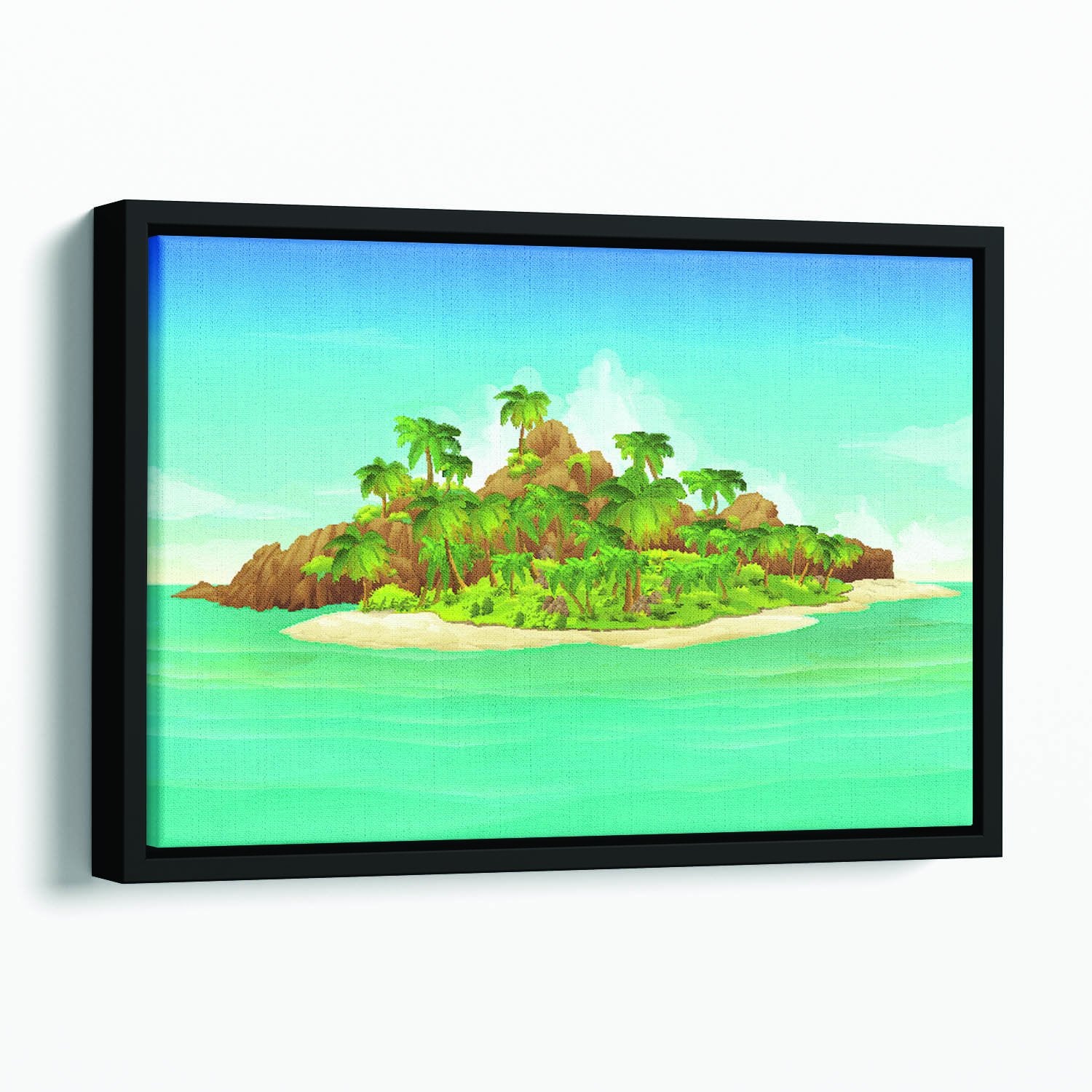 Tropical island vector Floating Framed Canvas