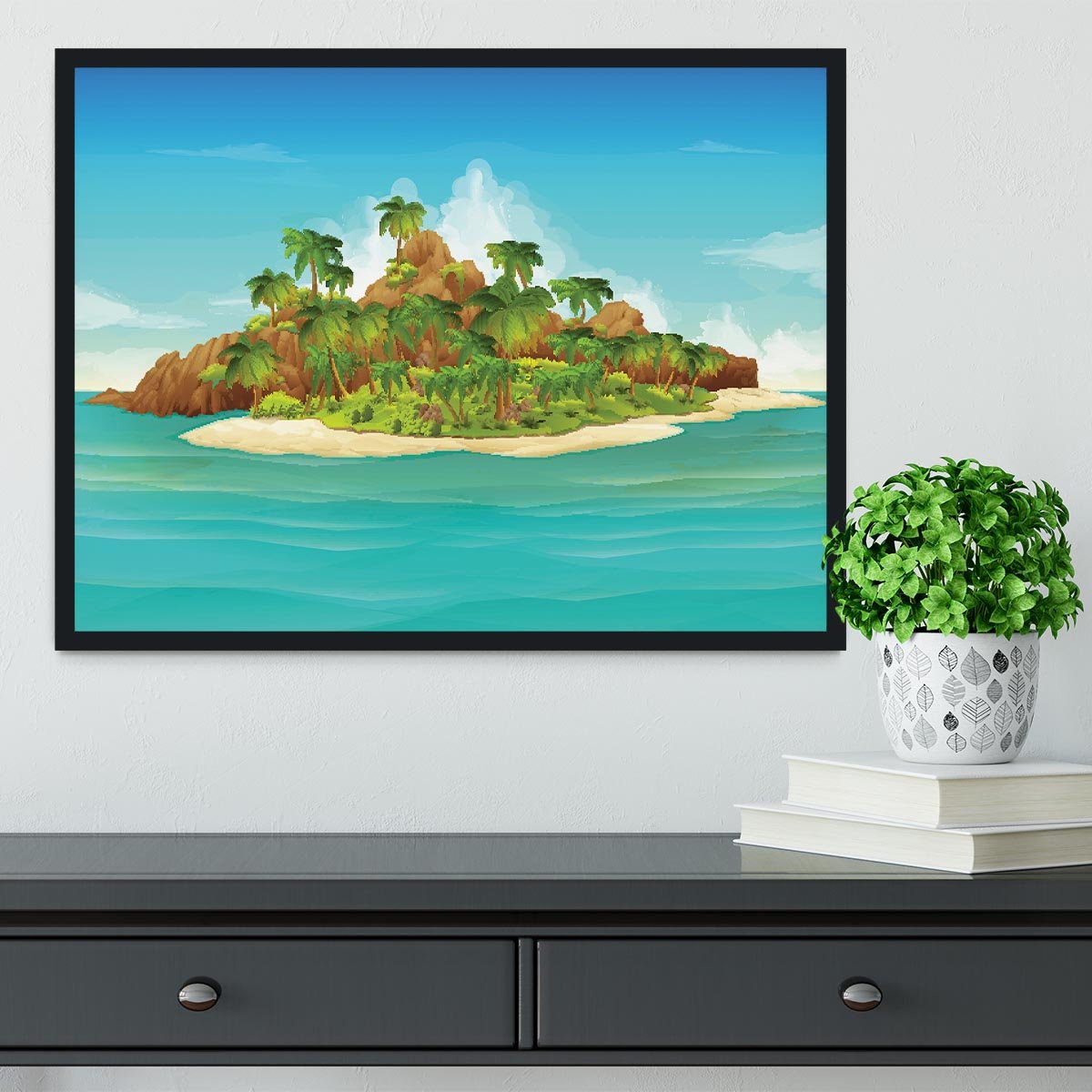 Tropical island vector Framed Print - Canvas Art Rocks - 2