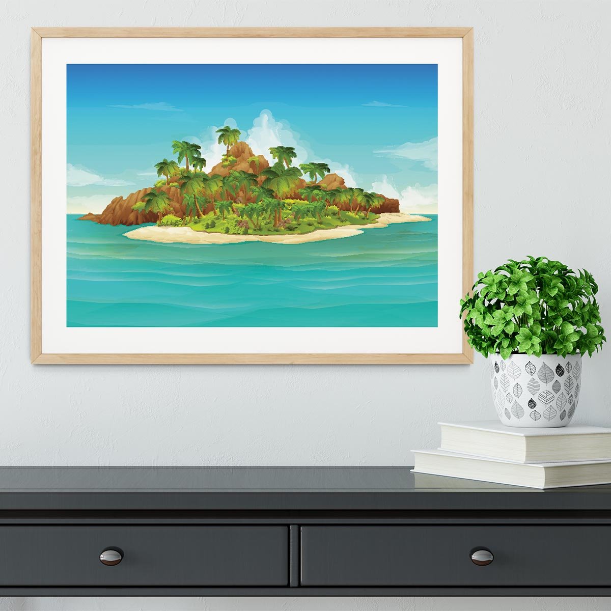 Tropical island vector Framed Print - Canvas Art Rocks - 3