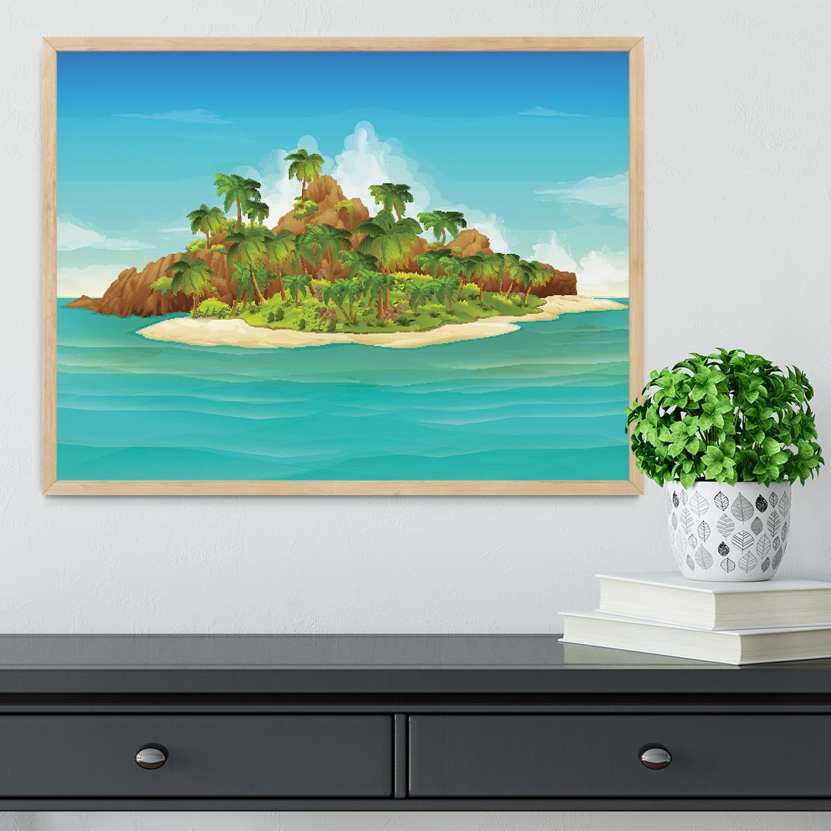 Tropical island vector Framed Print - Canvas Art Rocks - 4