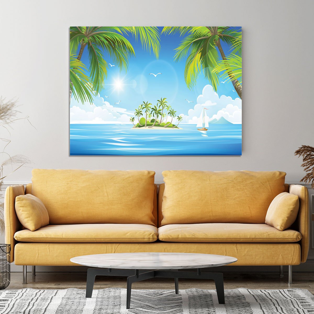 Tropical island with palm trees Canvas Print or Poster