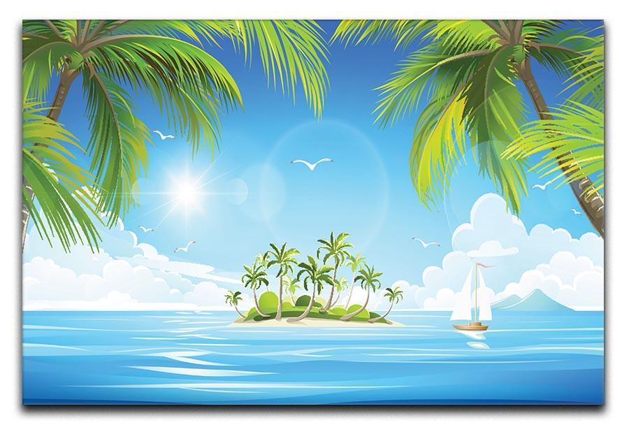 Tropical island with palm trees Canvas Print or Poster  - Canvas Art Rocks - 1