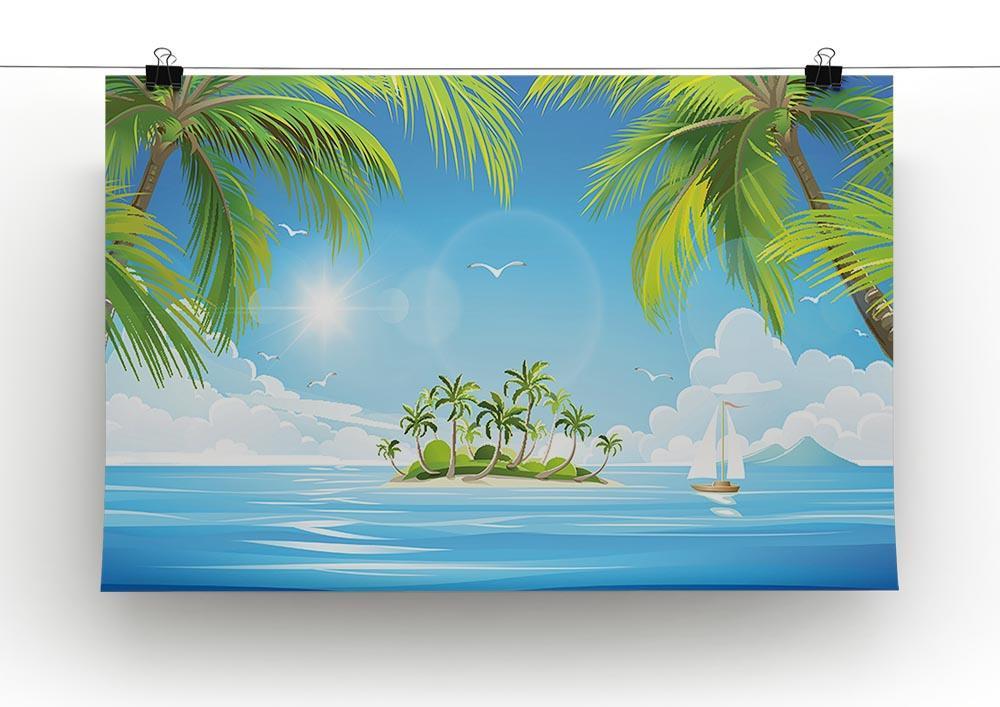 Tropical island with palm trees Canvas Print or Poster - Canvas Art Rocks - 2