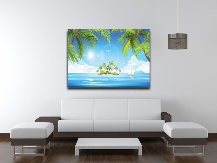 Tropical island with palm trees Canvas Print or Poster - Canvas Art Rocks - 4