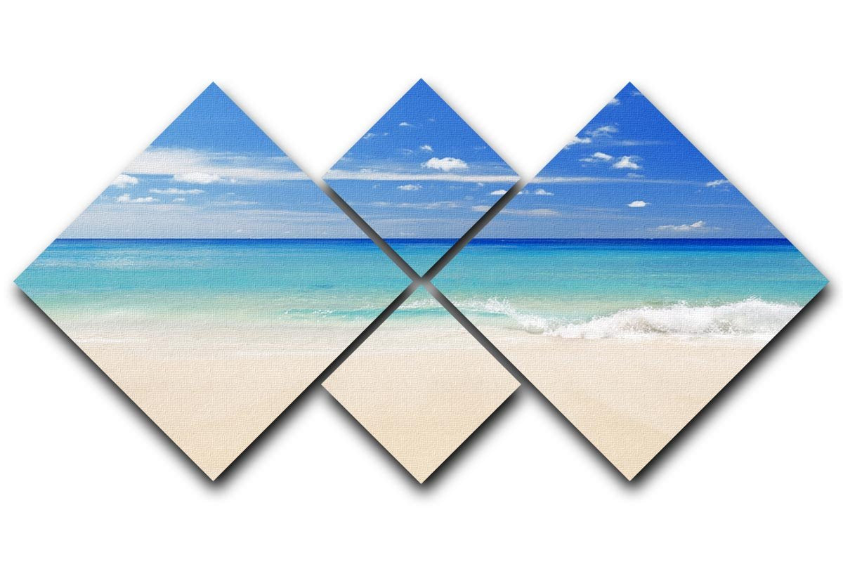 Tropical white sand beach and blue sky 4 Square Multi Panel Canvas - Canvas Art Rocks - 1