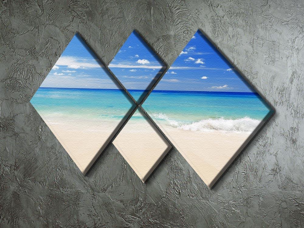 Tropical white sand beach and blue sky 4 Square Multi Panel Canvas - Canvas Art Rocks - 2
