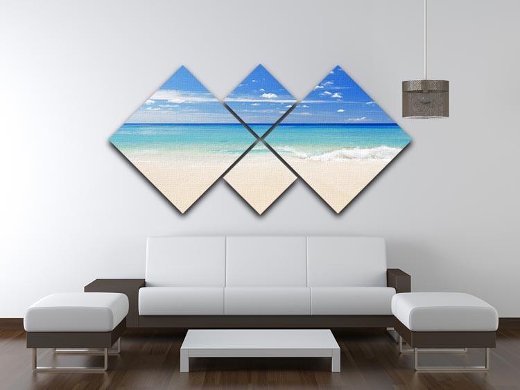 Tropical white sand beach and blue sky 4 Square Multi Panel Canvas - Canvas Art Rocks - 3