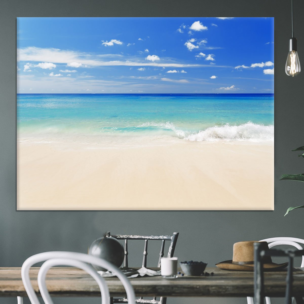 Tropical white sand beach and blue sky Canvas Print or Poster