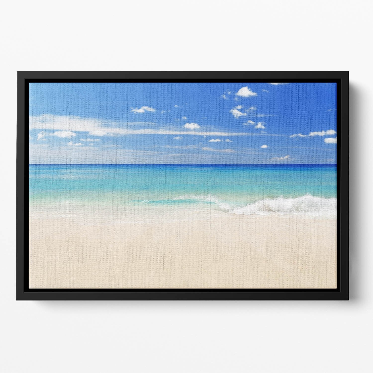 Tropical white sand beach and blue sky Floating Framed Canvas