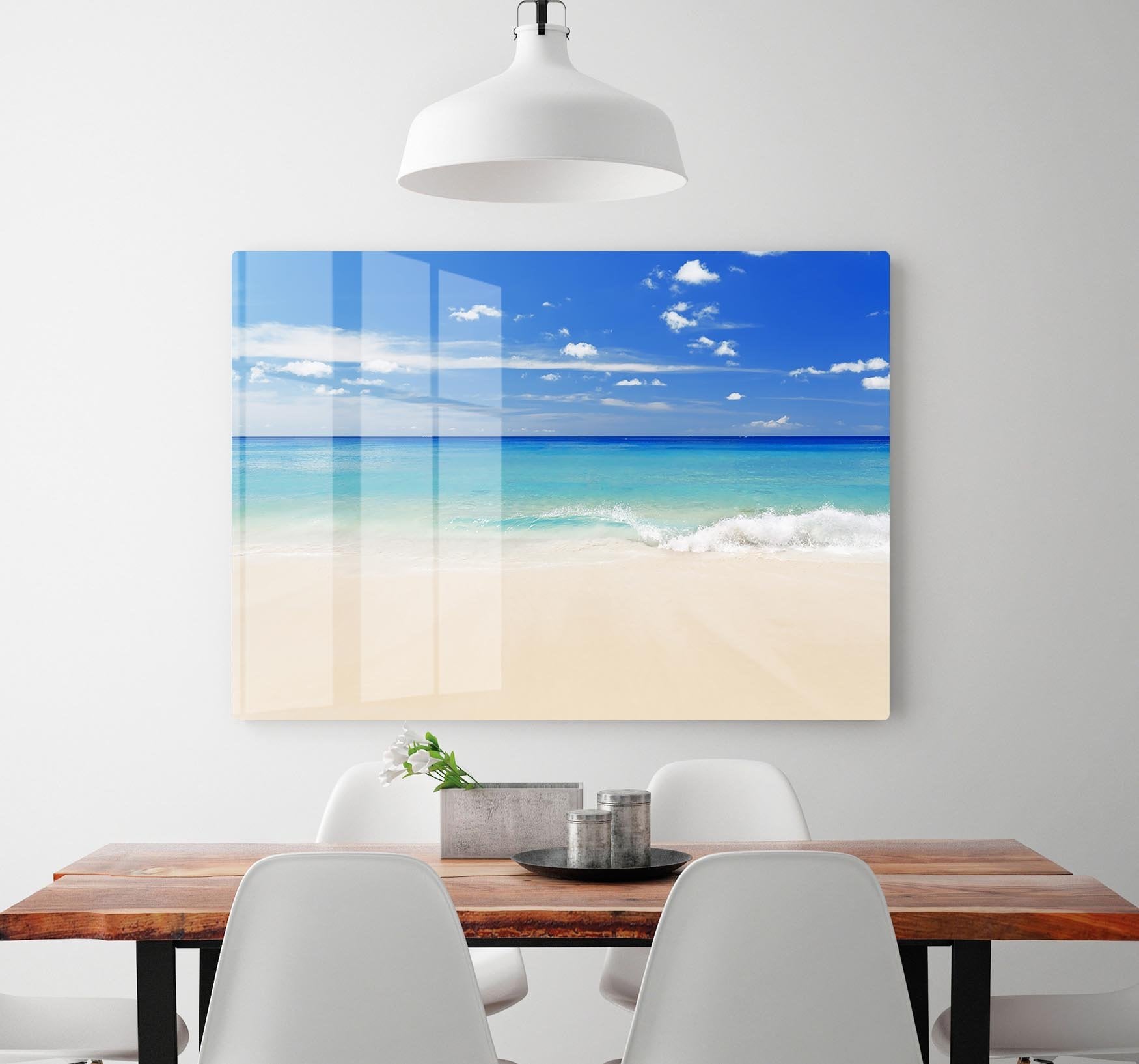 Tropical white sand beach and blue sky HD Metal Print - Canvas Art Rocks - 2