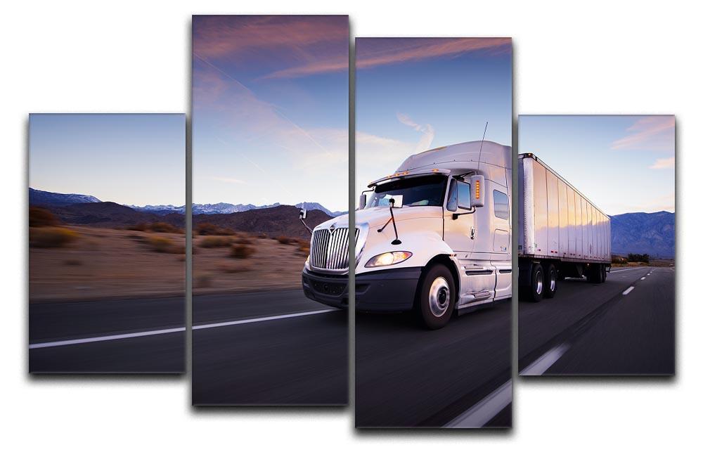 Truck and highway at sunset 4 Split Panel Canvas  - Canvas Art Rocks - 1