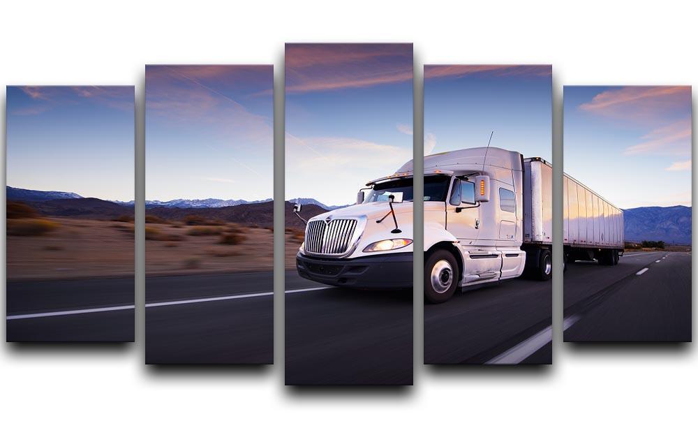 Truck and highway at sunset 5 Split Panel Canvas  - Canvas Art Rocks - 1