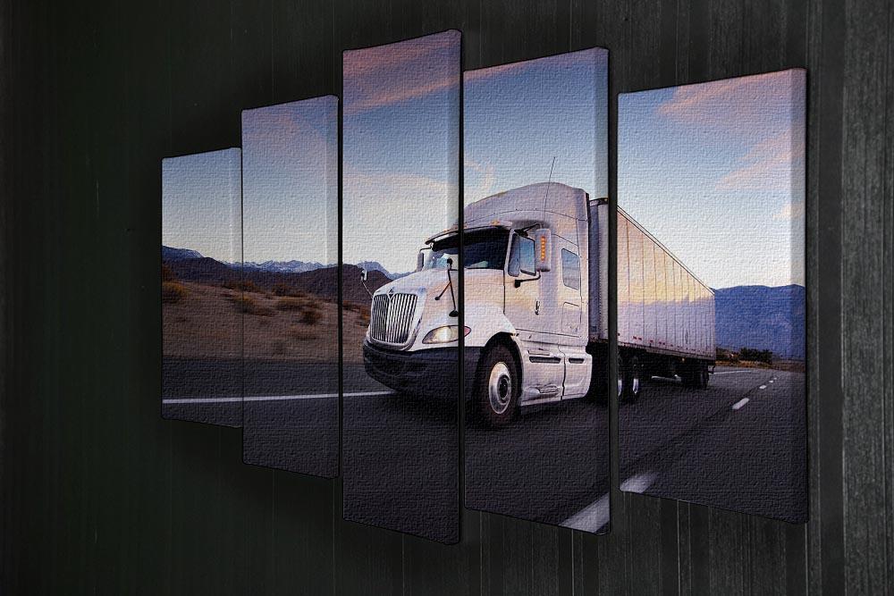 Truck and highway at sunset 5 Split Panel Canvas  - Canvas Art Rocks - 2